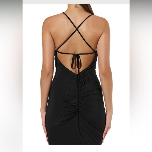 NEW Naked Wardrobe Black HOURGLASS RUCHED OPEN BACK MAXI DRESS - Picture 7 of 9